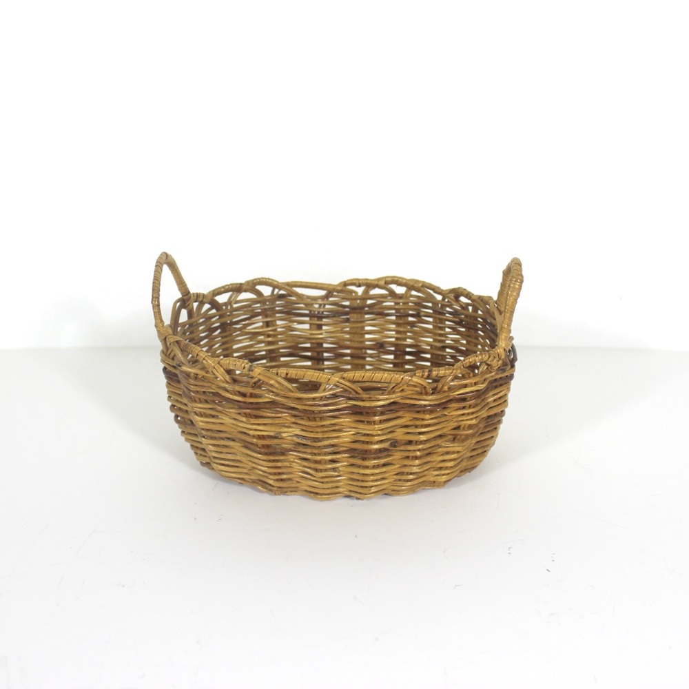 Small Vintage Hand Woven Basket with Handles